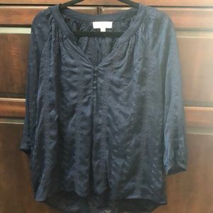Sheer Navy 3/4 sleeve Olive and Oak blouse